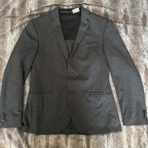 Hugo Boss NORWIN4-J Texture Slim Fit Blazer Jacket Charcoal Gray Size 40R - Picture 1 of 12